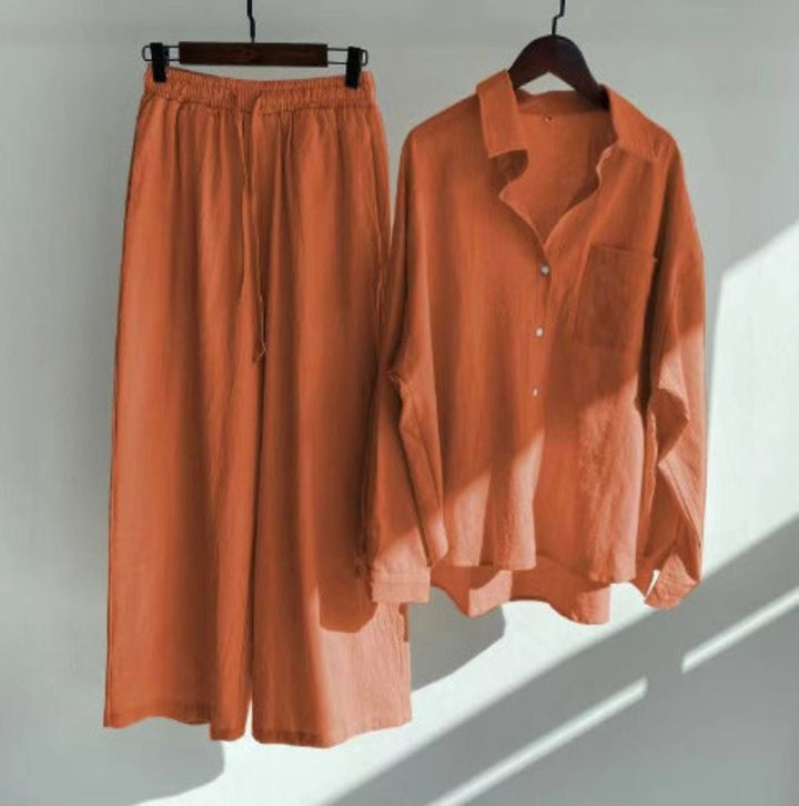 Tweedelige set met blouse en wijde broek - Vrouwen Zomer Set