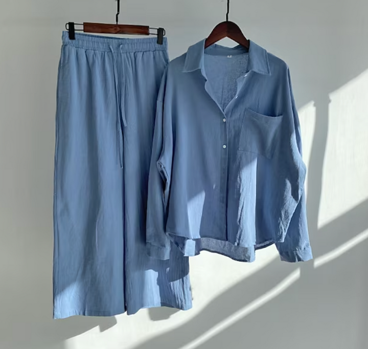 Tweedelige set met blouse en wijde broek - Vrouwen Zomer Set