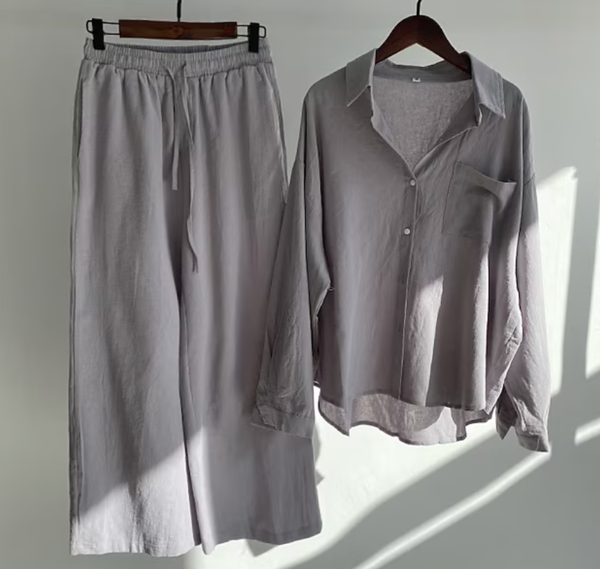 Tweedelige set met blouse en wijde broek - Vrouwen Zomer Set