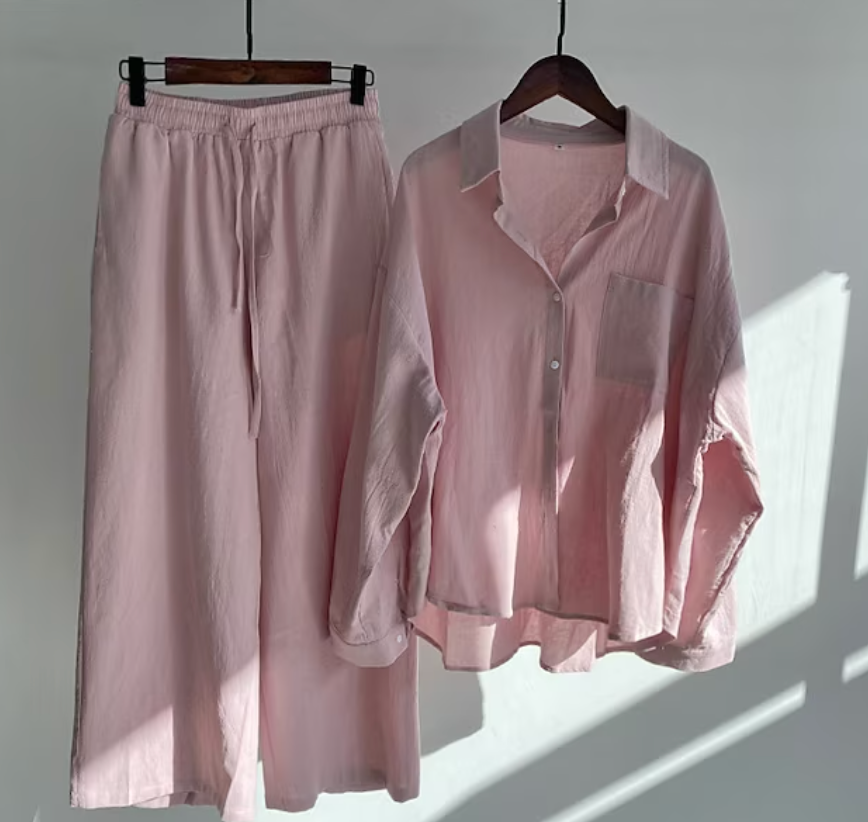 Tweedelige set met blouse en wijde broek - Vrouwen Zomer Set