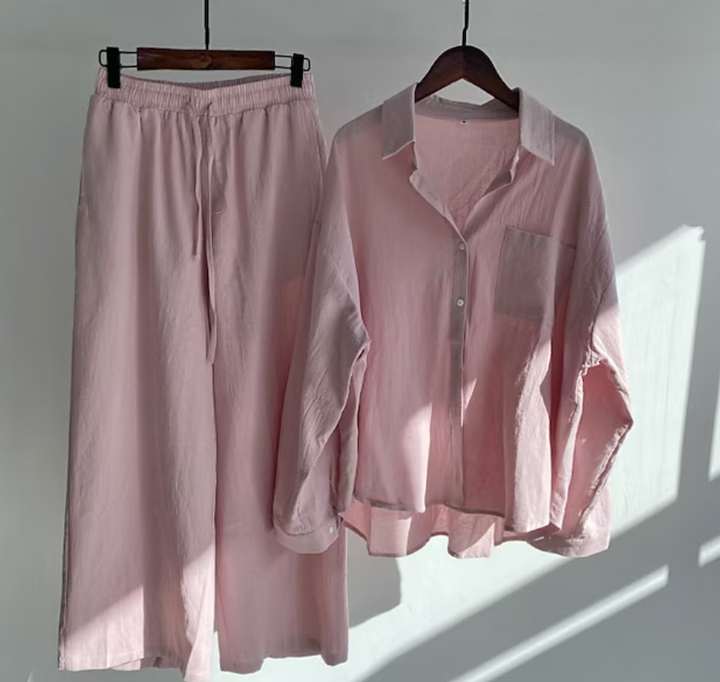 Tweedelige set met blouse en wijde broek - Vrouwen Zomer Set