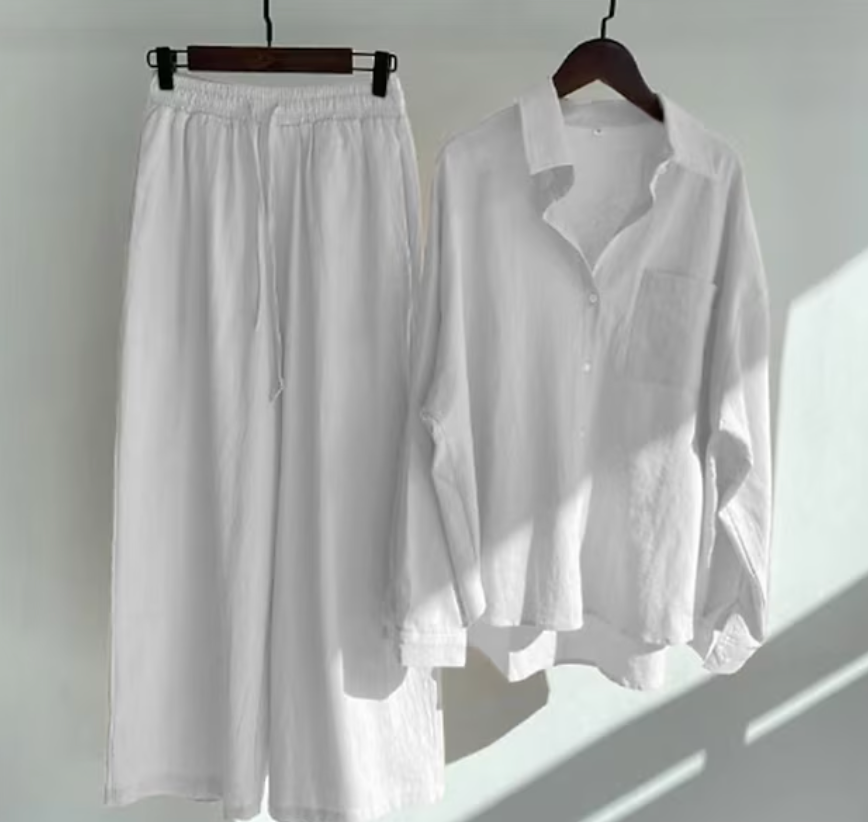 Tweedelige set met blouse en wijde broek - Vrouwen Zomer Set