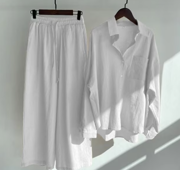 Tweedelige set met blouse en wijde broek - Vrouwen Zomer Set