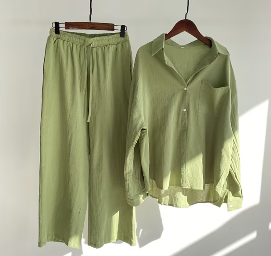 Tweedelige set met blouse en wijde broek - Vrouwen Zomer Set