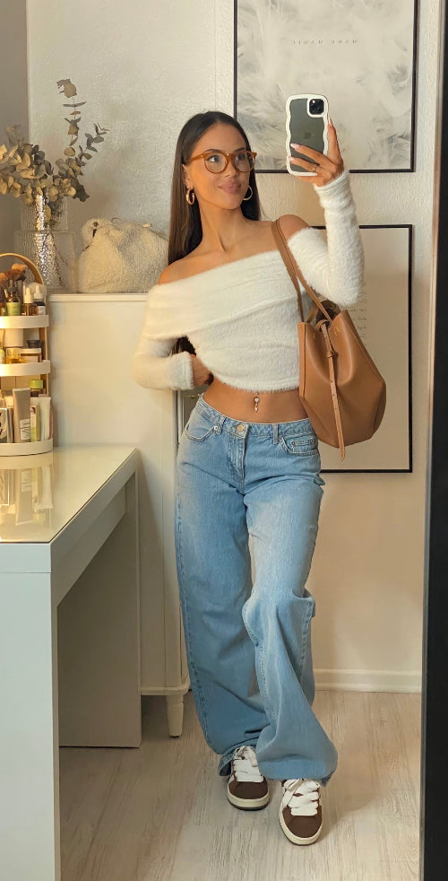 Wide-leg Jeans met Hoge Taille