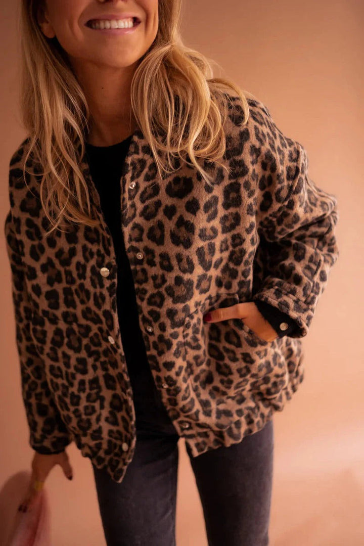 Dames Jas met Luipaardprint - Bomberstijl Jas