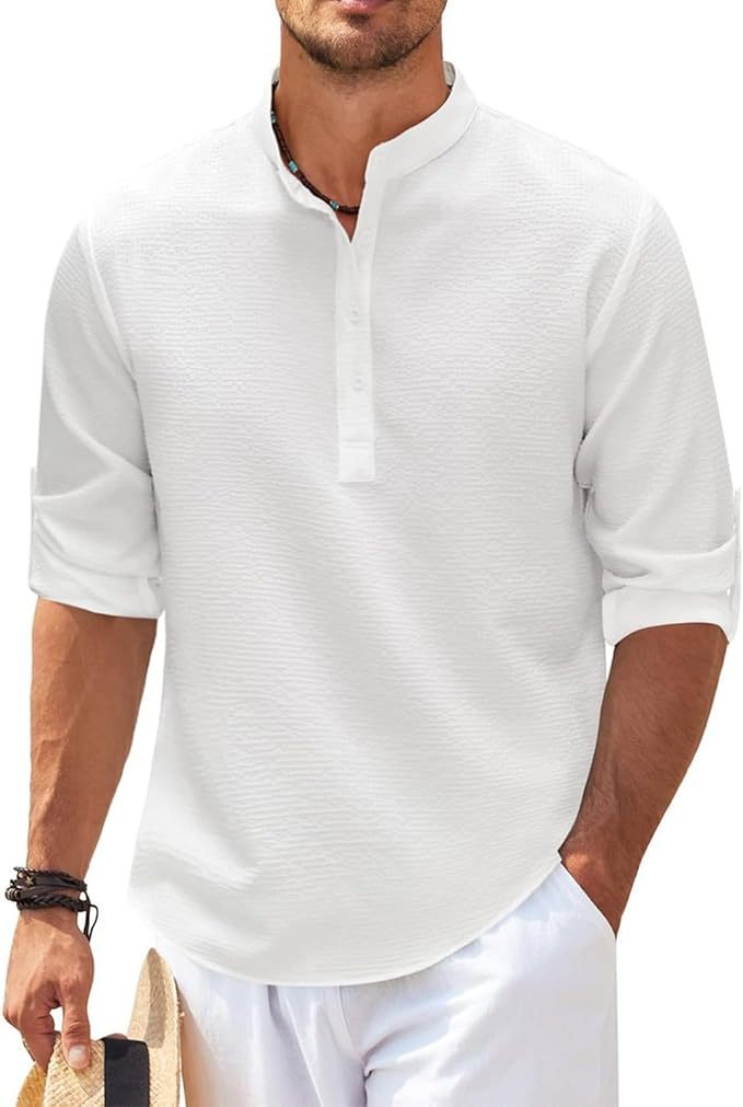 Zomers Herenoverhemd met Lange Mouwen en Klassieke Kraag