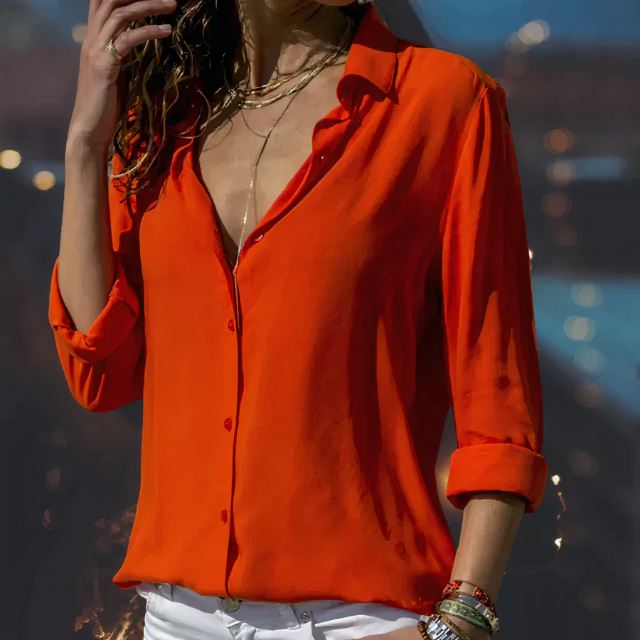 Zomerse Blouse met klassieke Kraag en Knoopsluiting