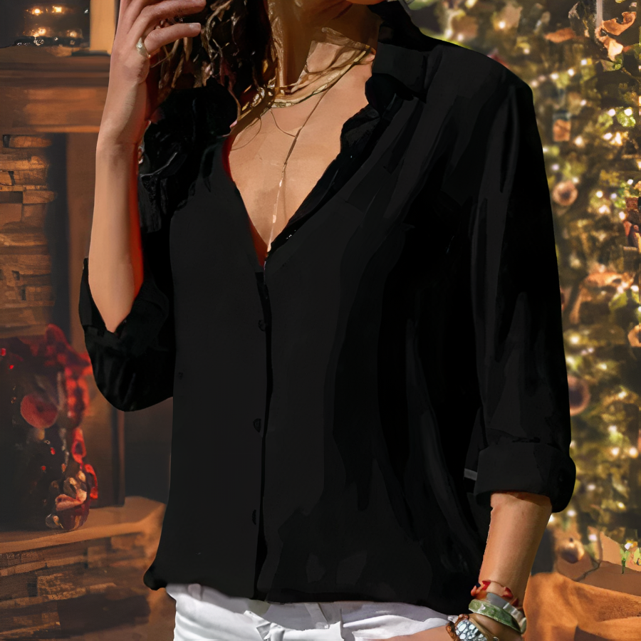 Zomerse Blouse met klassieke Kraag en Knoopsluiting