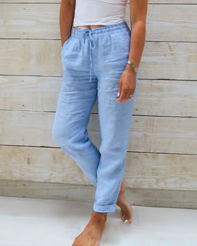 Zomerse Dames Broek met Elastische Taille en Trekkoord