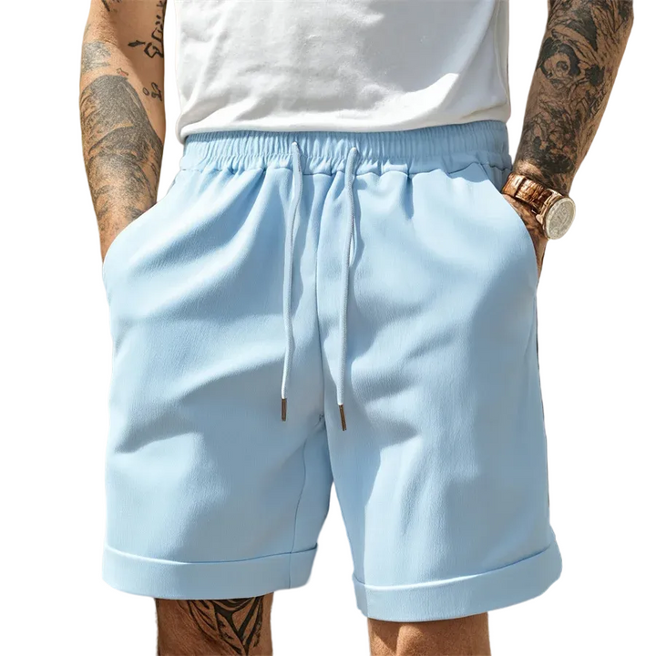 Heren Short met Elastische Taille en Trekkoord - Opgerolde Zoom tot Boven de Knie